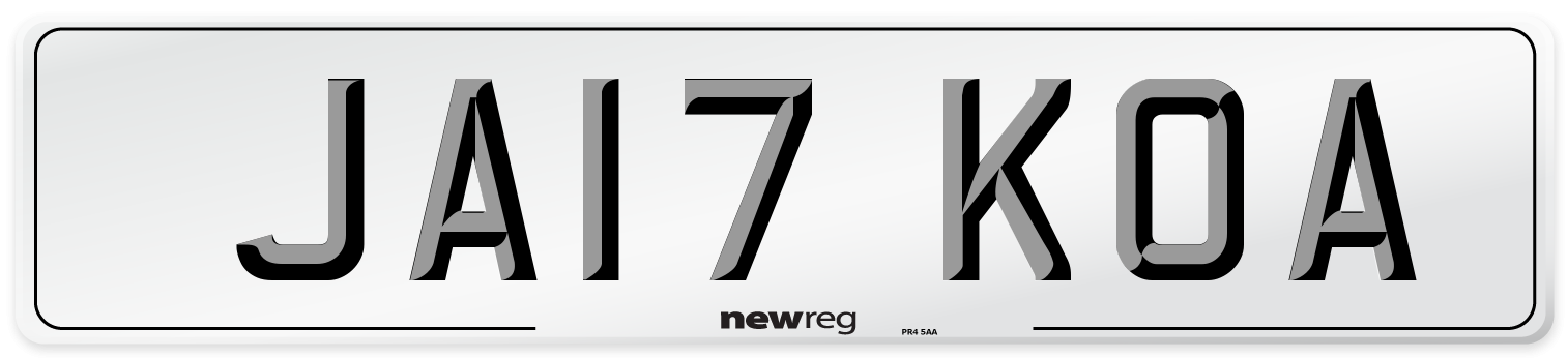 JA17 KOA Number Plate from New Reg